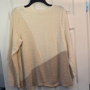 PureJill Color Block Sweater - Cream and Tan